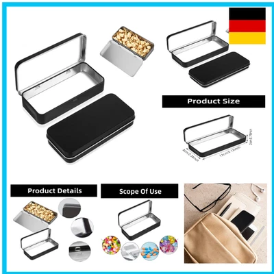 Schwarze Metall Blechdose mit Deckel rechteckig Mini Aufbewahrungsbox für DIY - Bild 1 von 4