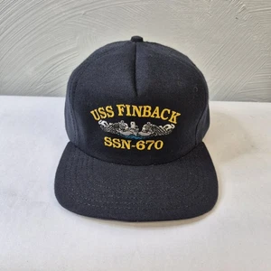 Gorra USS Finback SSN-670 Snapback azul marino barco submarino bordada en muy buena condición - Imagen 1 de 6