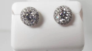 2.25 CTW Moissanite Solid 925 Sterling Silver Stud Earrings - Picture 1 of 4