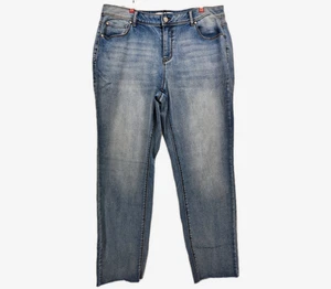 Women's Est 1946 Distressed Stretch High Rise Blue Jeans Size 16W Free Edge Hem - Picture 1 of 8
