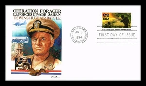 DR JIM STAMPS US COVER WWII OPERATION FORAGER FORCES INVADE SAIPAN FDC FLEETWOOD - Picture 1 of 2