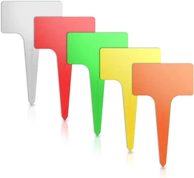 100PCS T-Type Plant Tags Waterproof Plastic Garden Labels 6x10cm Multicolor - Image 1 of 3