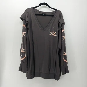 Torrid leichtes Sweatshirt mit Rüschen French Terry Gr. 5 grau - Bild 1 von 12