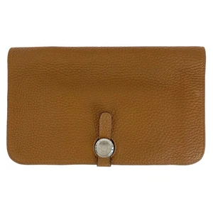 HERMES Dogon GM purse Long Wallet Unisex Gold Light Brown Camel SilverHardware - Picture 1 of 10