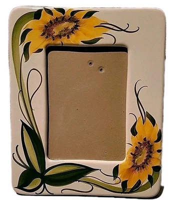 Vitg手绘花卉陶瓷相框5x7照片装饰向日葵意大利  — 第 1/4 张图片