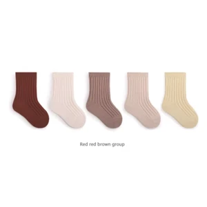 5 Pairs/Lot Baby Socks Breathable Loose South Korea Style Solid Color Kids Socks - Picture 1 of 12