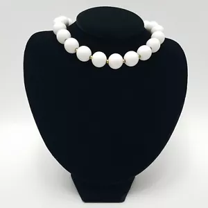 Vtg Monet Goldtone White Lucite Round Bubble Bead Necklace Classic Retro - Picture 1 of 5
