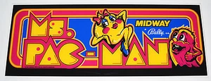 MS PACMAN Marquee Midway Logo Screen Printed - PA EXCLUSIVE! - Picture 1 of 4