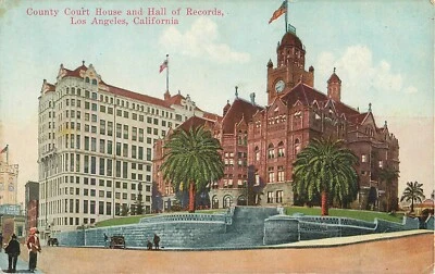 LA COUNTY COURT HOUSE &HALL OF RECORDS LOS ANGELES CA. Publisher Van Ornum CARD - Image 1 of 2