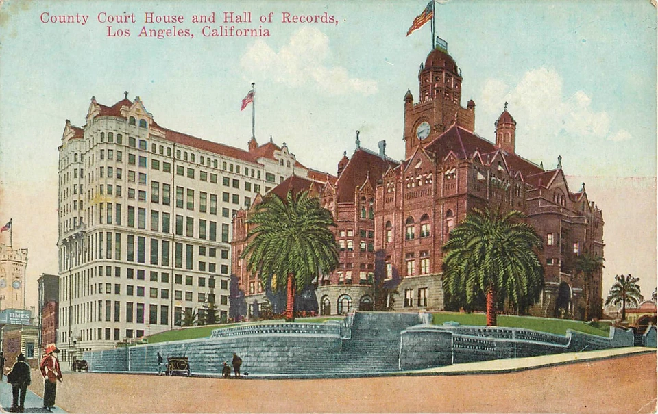 LA COUNTY COURT HOUSE &HALL OF RECORDS LOS ANGELES CA. Publisher Van Ornum CARD - Image 1 of 2