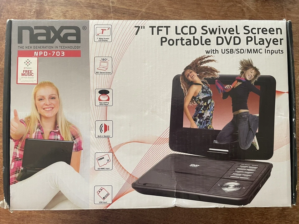 Reproductor de DVD portátil LCD de 7" con pantalla giratoria entradas USB/SD/MMC - NUEVO Foto 1 de 4