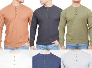 Herren T-Shirt Langarm Top Thermo Henley Opa Baumwolle reich Waffelstrick - Bild 1 von 40