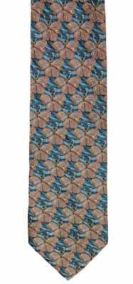 GIANNI VERSACE Corbata de Seda Turquesa con Mariposas Naranja/Dorado/Turquesa-USADA EN EXCELENTE ESTADO Foto 1 de 4