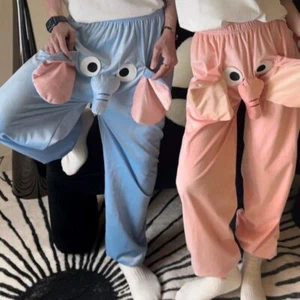 Elephant Pajamas Bottoms Lounge Pants Big Nose Ears Unisex Funny Pj Sleepwear - Picture 1 of 26