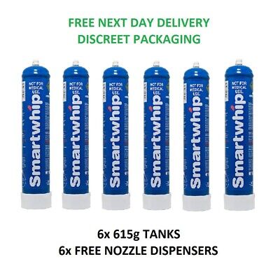 Smartwhip 615g X6 Tanks + Nozzles - Fastgas Mosa Cream Chargers Whipper Fast Gas • 119.99£