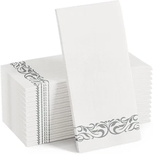 100 Linen Feel Bathroom Napkins, Soft and Absorbent Disposable Guest Towels, Clo - Picture 1 of 8