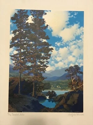 Maxfield Parrish “Thy Templed Hills” de 1942 “Our Beautiful America Folio” Foto 1 de 4