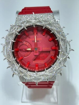 VVS Moissanite G Shock Original Watch Red Rubber Band - Image 1 of 4