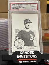1985 Chong Modesto A’s Mark McGwire RC #17 Correct Spelling - PSA 9 MINT HOF!