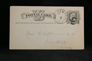RPO: NY Central 1881 Cross Border Postal Card to Canada, Fancy E Cancel - Bild 1 von 2