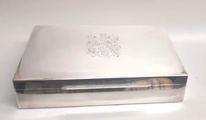 Atemberaubende Vintage Emil Hermann 925 Sterlingsilber gefütterte Box mit Fleur de Lis Wappen - Bild 1 von 6