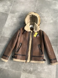 NEW Men's TOP GUN USA Army Shearling Faux Fur Leather Jacket Bomber Coat Size L - Picture 1 of 24
