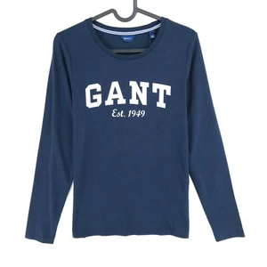 GANT Navy Blue Big Logo Crew Neck Long Sleeves T Shirt Size XS - Picture 1 of 10