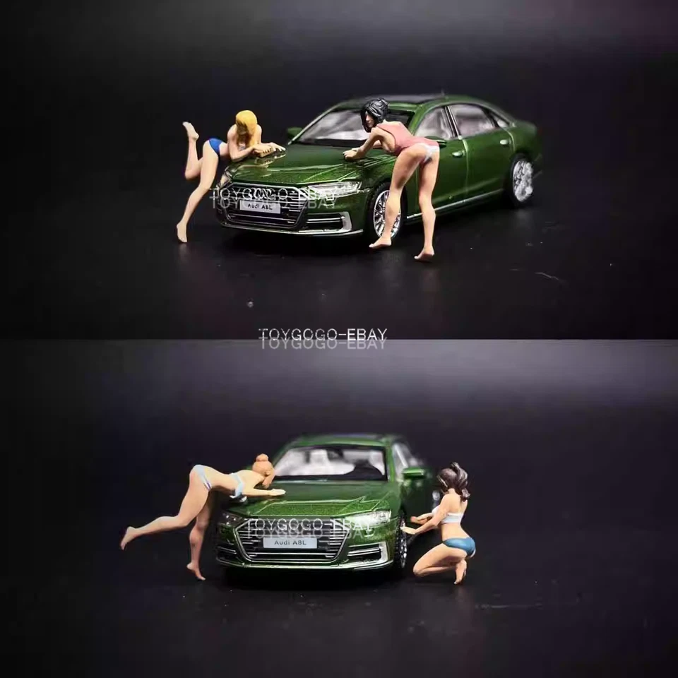 1/64 painted figure SEXY Car cleaning girl Model fit 1:64 car street diorama - Image 1 of 1