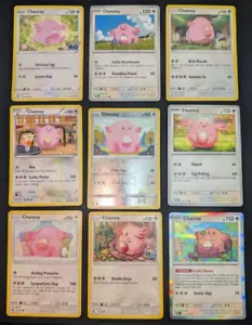 Chansey Pokemon Card Collection (9x) Set English NM Cards Cute Holo Reverse Rare - Picture 1 of 4
