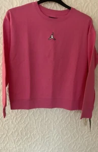 Nike Girls Jordan Jumpman Sweatshirt Pink Sportswear Fleece Size 13-15 XL - Picture 1 of 7
