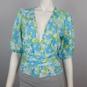ASOS Tall Size 8 Top Blouse Empire Waist 3/4 Sleeve Floral Deep V Neck Waist Tie - Bild 1 von 14