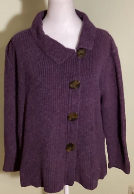 Cárdigan suéter Willow para mujer talla L púrpura fuera del centro abotonado carrera preppy Foto 1 de 4