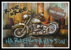Impresión de póster de película de arte de pared Harley Davidson e impresiones en lienzo sin marco - Imagen 1 de 2