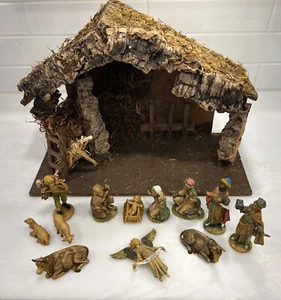 Vintage Stil von Fontanini gemarkt PF Italien 4,5" Maßstab Figuren Krippe Krippe - Bild 1 von 18