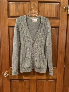 Vintage Sears Kings Road Cable Knit Fisherman Cardigan Sweater Mens - Picture 1 of 6