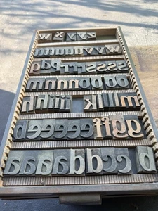 VTG Antique Lot of Letterpress Letters Symbols Wood Type Printers Block Various - Picture 1 of 19