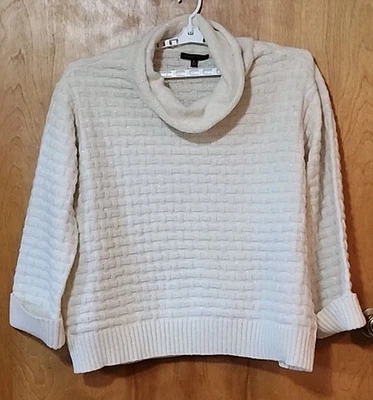 Adrienne Vittadini корзина плетение кремовое золото 1 X капот шеи свитер с Ярлыками лыж снег - Изображение 1 из 4