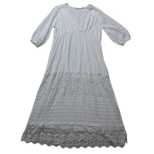 Weiche Umrandung Romantik Kleid Maxikleid Damen groß weiß Spitze Urlaub - Bild 1 von 10