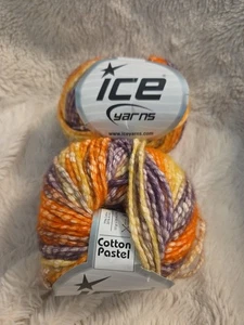 Ice Yarn Pastal Cotton yellow purple orange knit crochet New in package retired - Picture 1 of 6