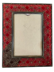 Roter Glas & Metall 4" x 6" Foto Bilderrahmen freistehend 8,75" x 7" Rahmen - Bild 1 von 6