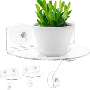 Acrylic Shelf for Indoor Plants with Strong Suction Cups and Mounting Brackets - Picture 1 of 8