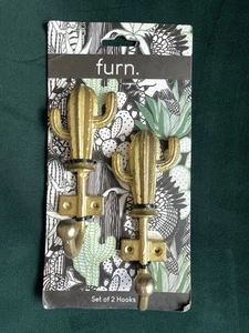 Furn Cactus Coat Hooks / Wall Hooks Brass Coloured Metal B7 - Bild 1 von 2