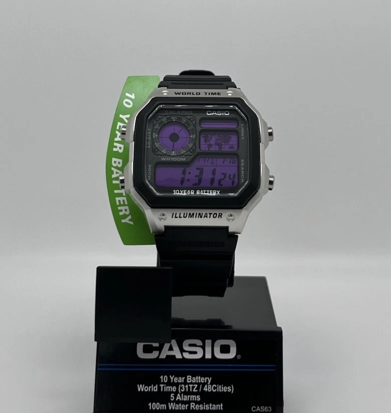 Reloj Casio Iluminador Batería 10 Años Hora Mundial 4 Alarmas 100m Resistente al Agua Foto 1 de 4