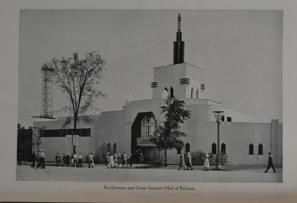 Impresión de arte antigua Feria Mundial de Chicago Salón de la Religión Pabst Casino 1933 Historia Foto 1 de 4