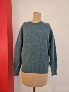 PITLOCHRY Shetland Wool Jumper Pullover Petrol Size L Fits M-L - Picture 1 of 15