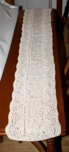 New Handmade Knitted Beige Print Detailed Table Runner - Picture 1 of 1