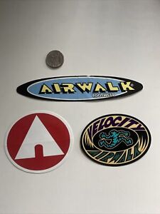 Airwalk Shoes 1980’s Vintage Skateboard Sticker Lot Of 3 Velocity Jason Lee