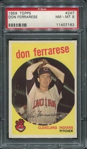 #247 DON FERRARESE, Indios (espalda gris) - 1959 Topps: PSA Casi nuevo-Mt 8, 11407163 - Imagen 1 de 2