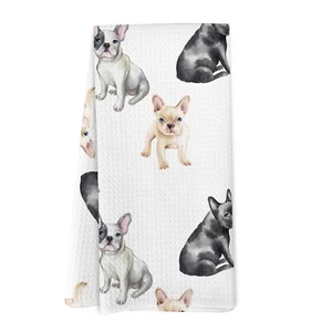 Dog Kitchen Towels French Bulldog Dog Dish Hand Tea Towels for Kitchen Decor ... - Picture 1 of 7