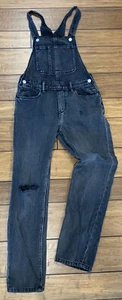 Bib Overalls Old Navy Jeans Denim Girls Size XL 14-16 Black Moon Sky Distressed - Picture 1 of 12